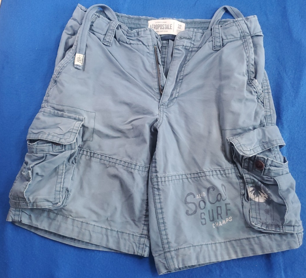 Aeropostale 987 So Cal Surf Champs Thick Blue Cargo Shorts Mens Size 32 Vintage